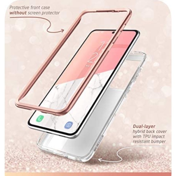 💛i-Blason Cosmo Series Samsung Galaxy S21 Ultra 5G Case pink Marble - Picture 6 of 9